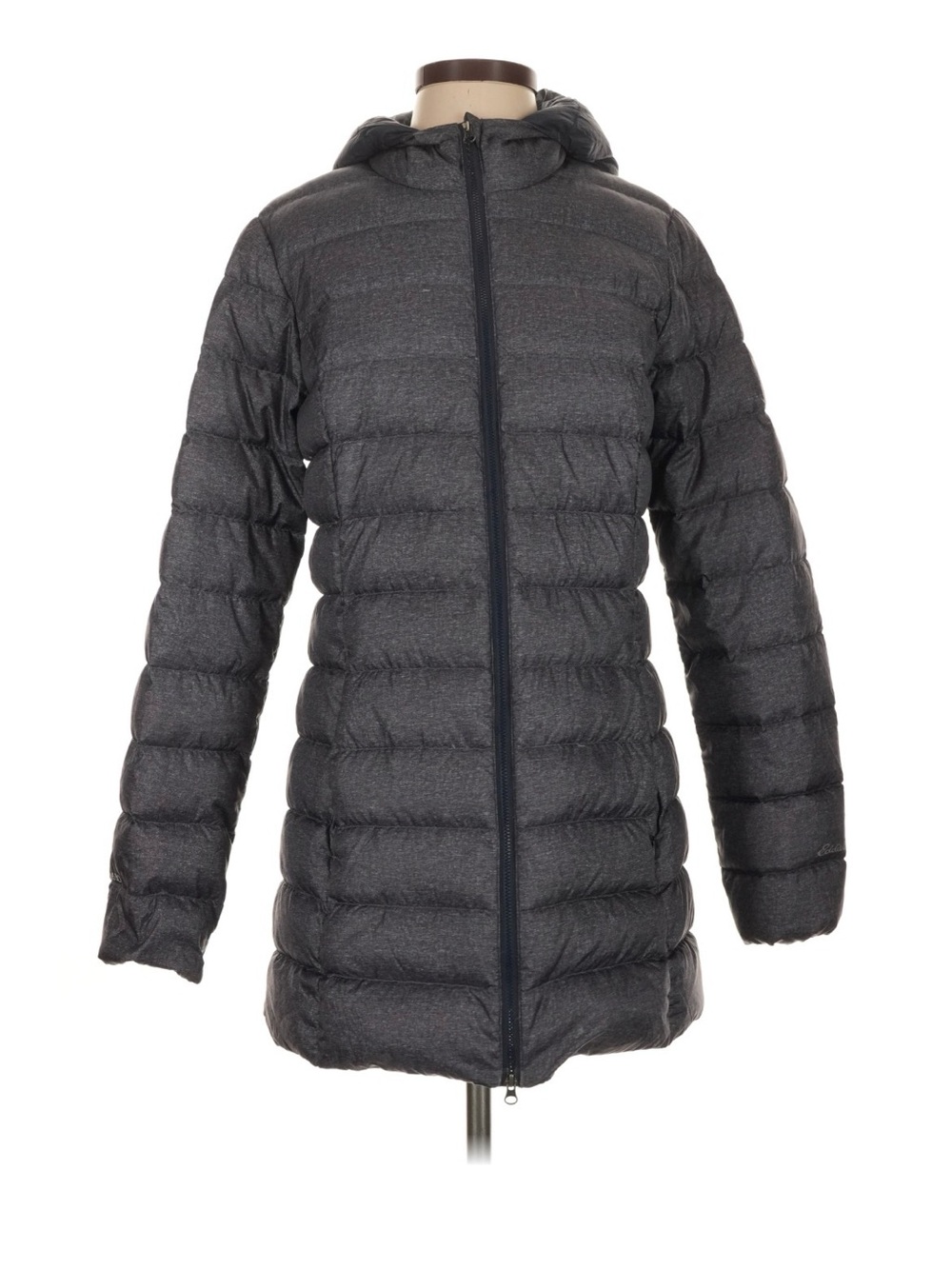 Eddie Bauer Women's Long Quilted Hooded Puffer Coat - Charcoal Gray